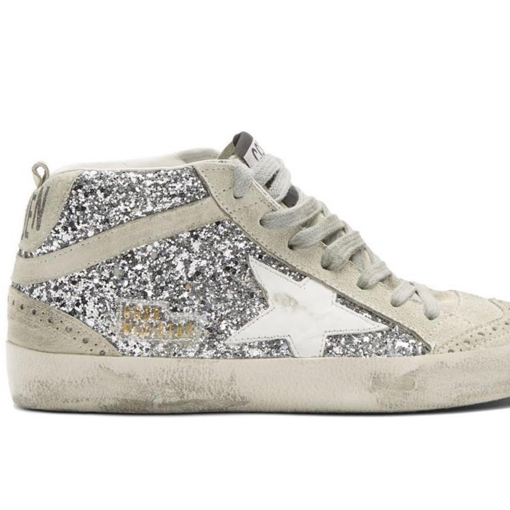 GOLDEN GOOSE MIDSTAR SILVER SPARKLE